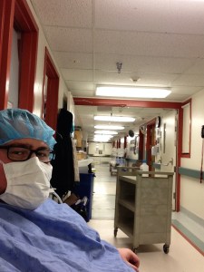 Erik waiting for the c-section to begin.